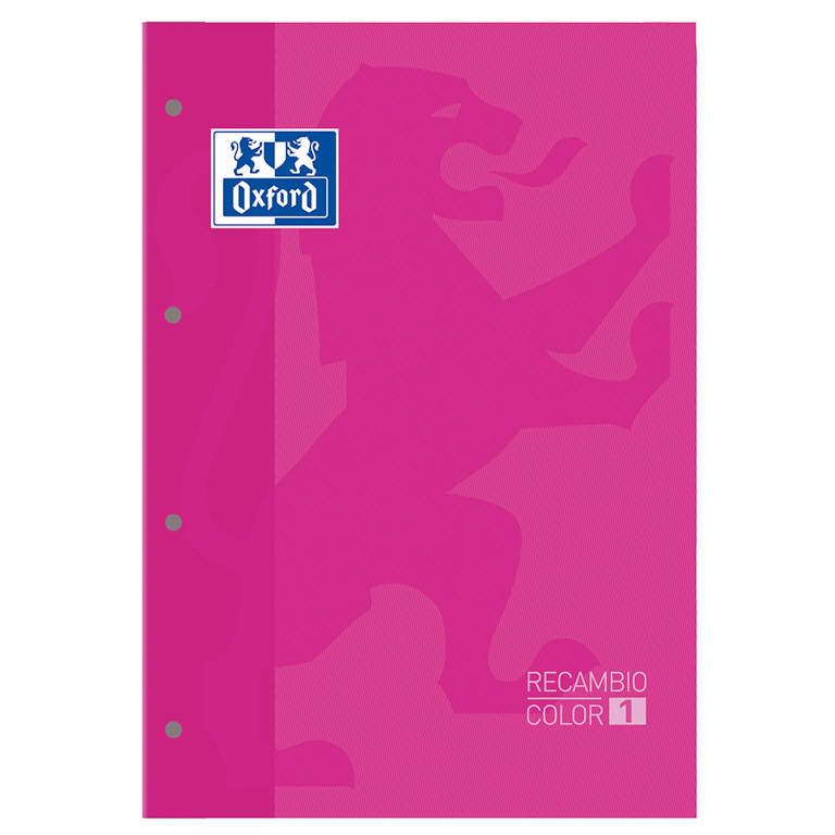 RECAMBIO CARPETA OXFORD A4 80 HOJAS 90 GRAMOS CUADRICULA 5 MM. BANDA COLOR FUCSIA